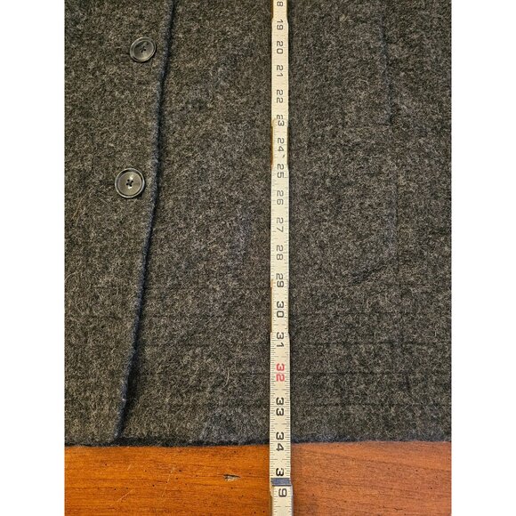 Woman's Lands End Wool hooded Coat Size 24 plus gray button swing thigh length - Picture 9 of 12